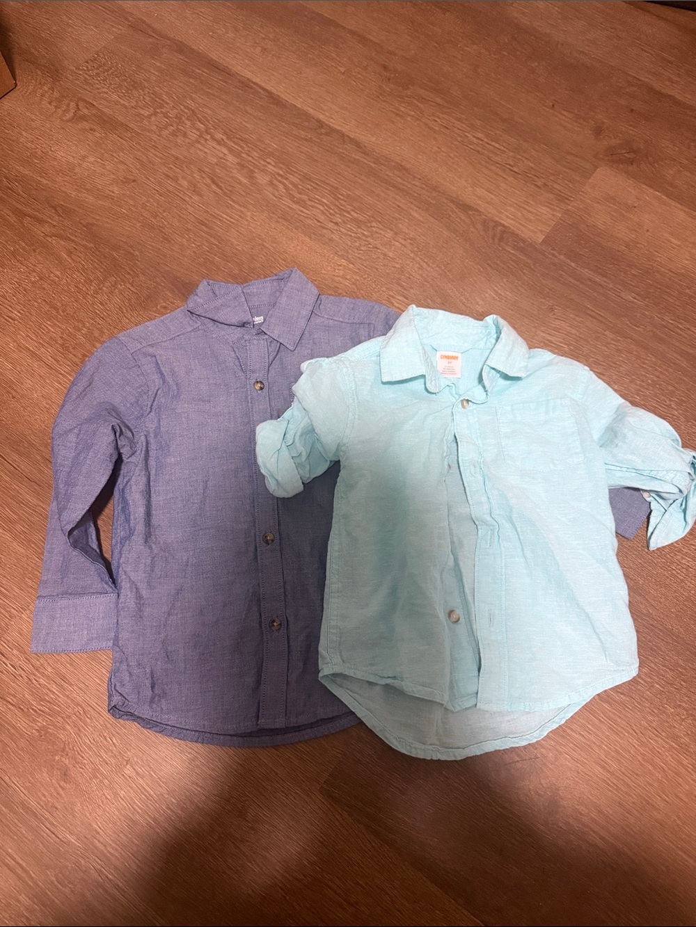 Simple Kids Button-Down Shirts in Light Blue and Denim